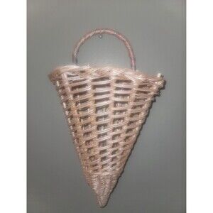 Wicker Cone Wall Basket with Pastel Handle